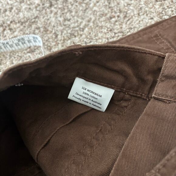 Suk Workwear Women’s Pants Umber Brown Sz 10 Raw Hem Wide Leg Construction - Picture 12 of 16